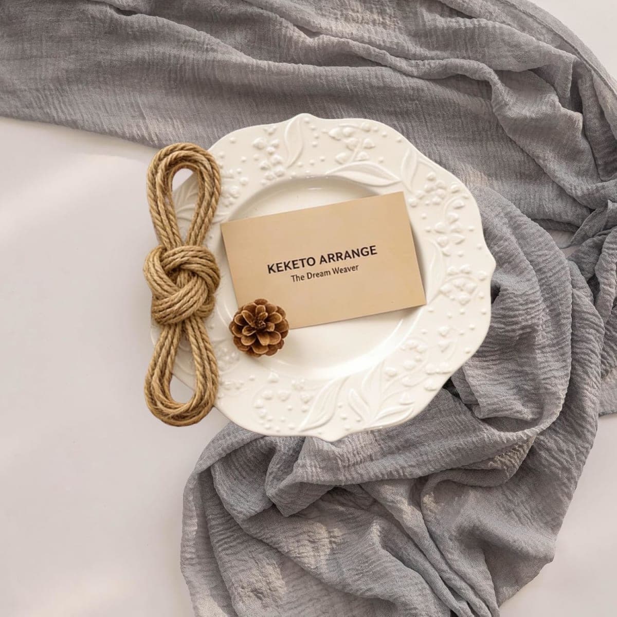 Keketoarrange Cheesecloth Table Runner, Powder Blue Gauze Table Runner, Bohemian Style 120" and 10ft thumbnail 3