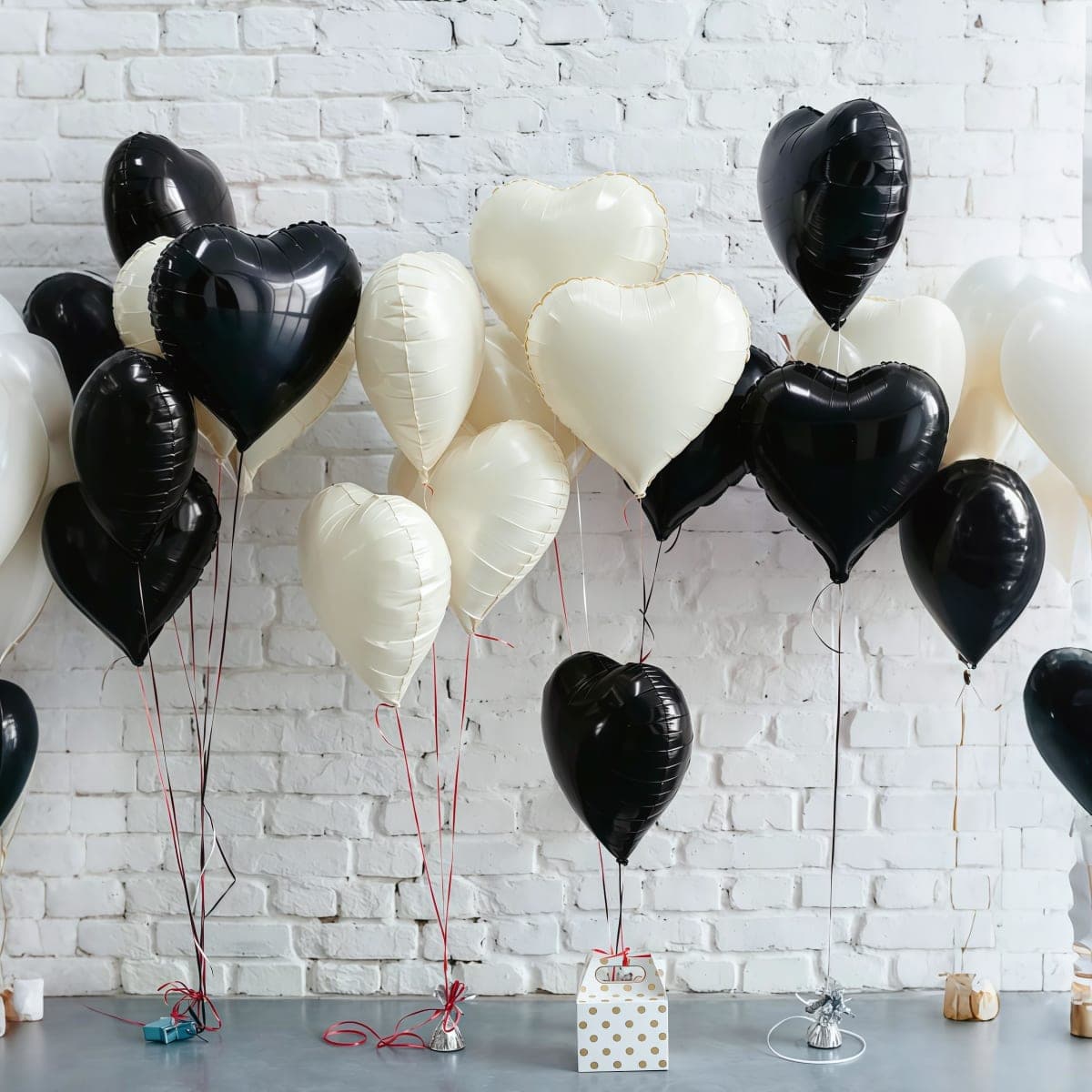 Black and White Heart Balloons 18 Inch Black and Cream White Heart Shape 12 Pack White Sand Black Helium Foil Heart Balloon for Birthday Wedding Bridal Shower Hen Party thumbnail 4