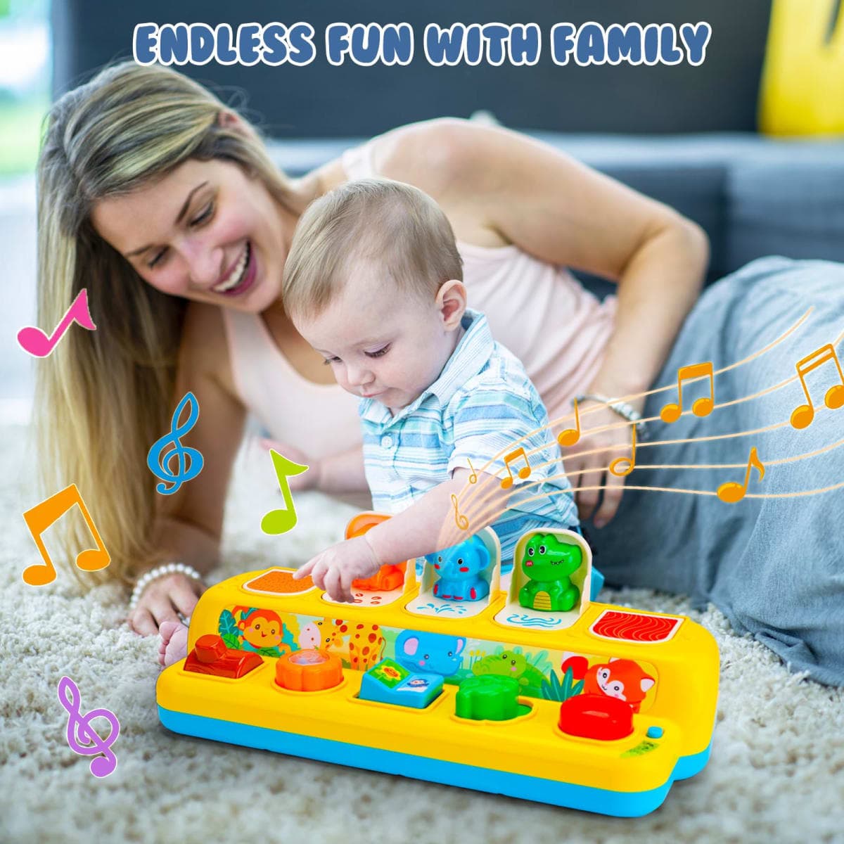 Baby Pop Up Toys with Music & Light Montessori Toys for 1 Year Old Boy Girl thumbnail 2