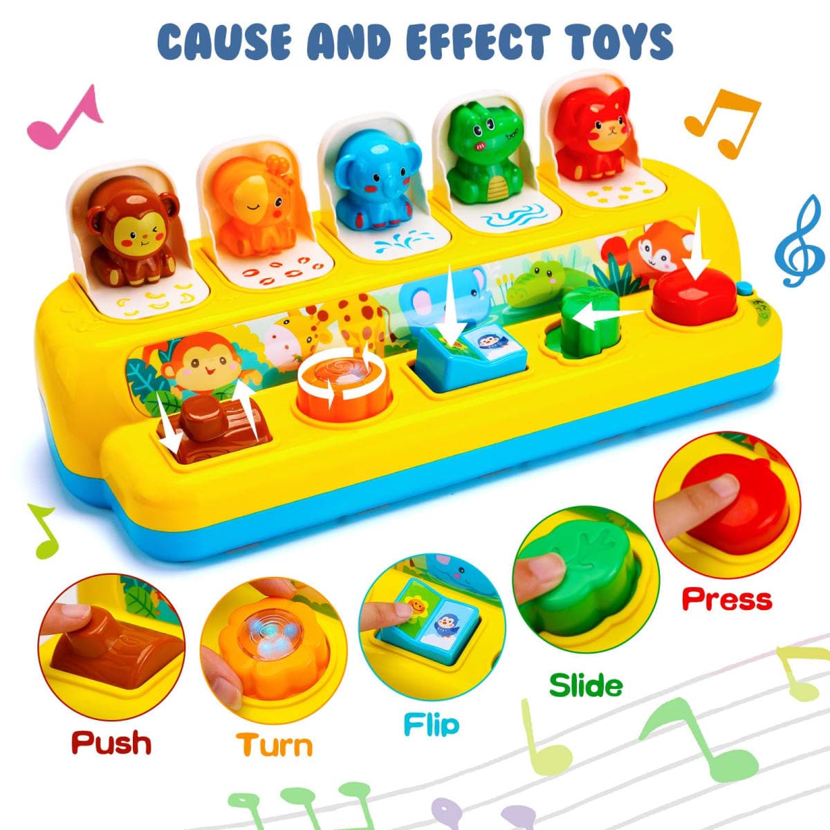 Baby Pop Up Toys with Music & Light Montessori Toys for 1 Year Old Boy Girl thumbnail 3