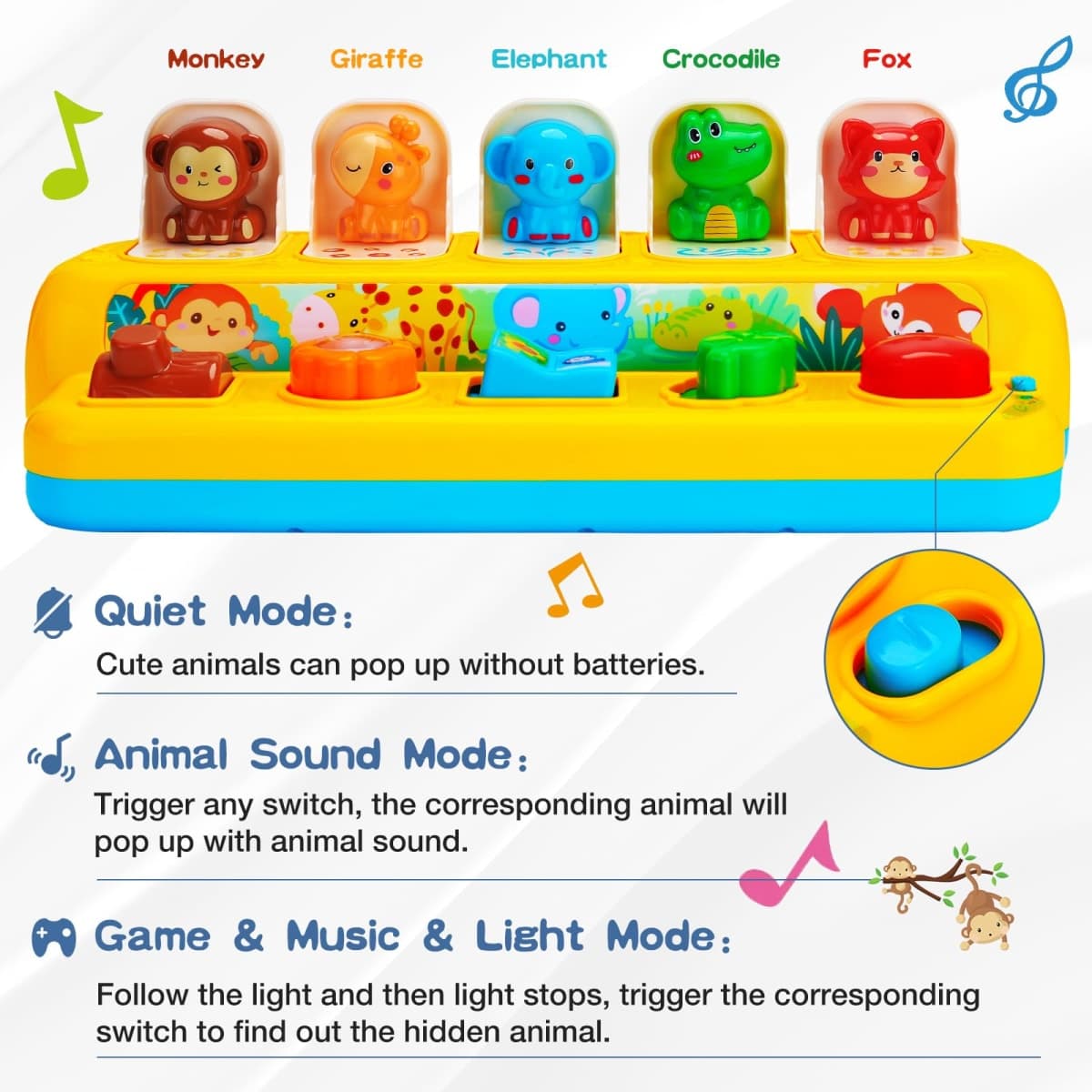 Baby Pop Up Toys with Music & Light Montessori Toys for 1 Year Old Boy Girl thumbnail 4