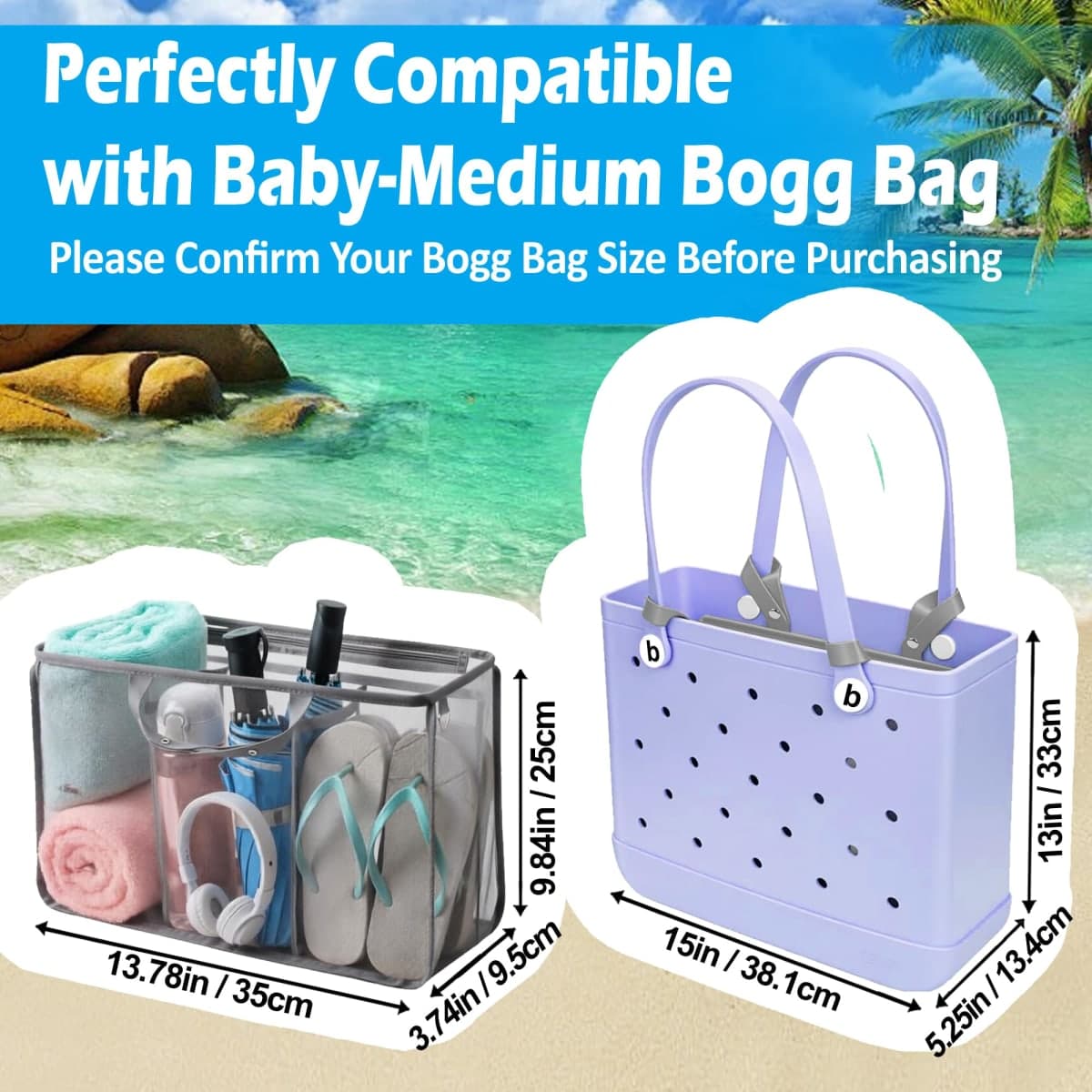 Beach Bag Organizer Compatible with Medium Bogg Bag Accessories thumbnail 2