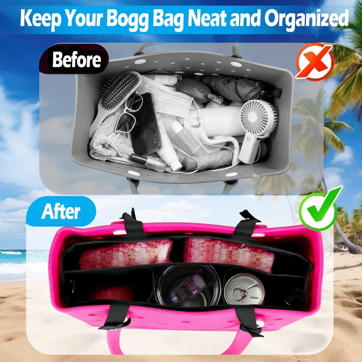 Beach Bag Organizer Compatible with Medium Bogg Bag Accessories thumbnail 3