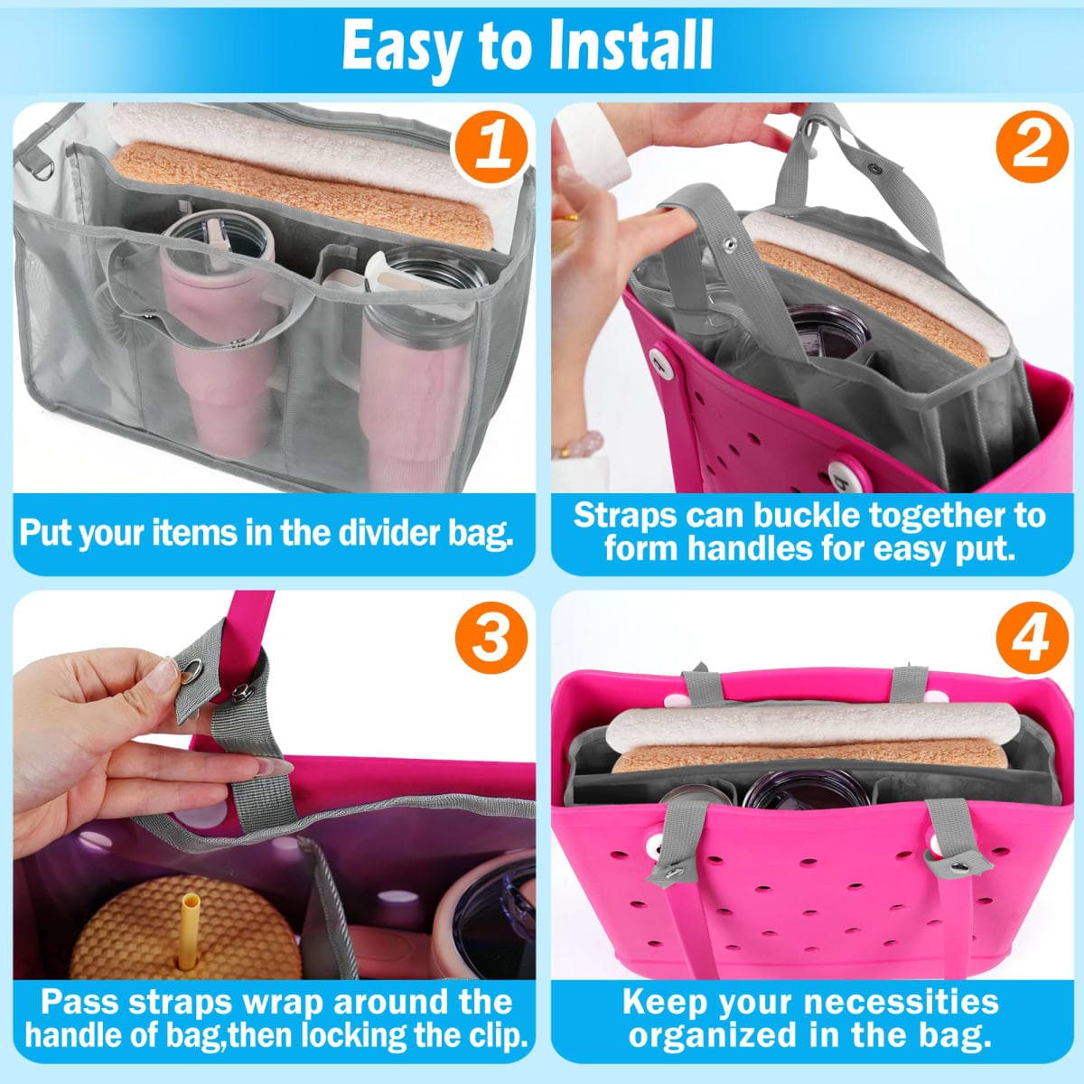 Beach Bag Organizer Compatible with Medium Bogg Bag Accessories thumbnail 4