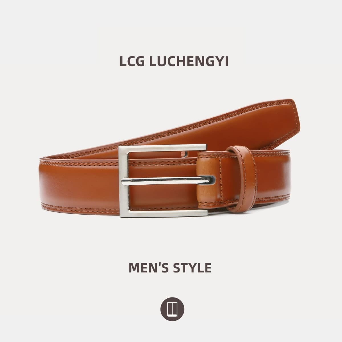 LCG LUCHENGYI Men Leather Dress Belt, Casual Belts with Single Prong Buckle, Tan, 34 (waist:32) thumbnail 2