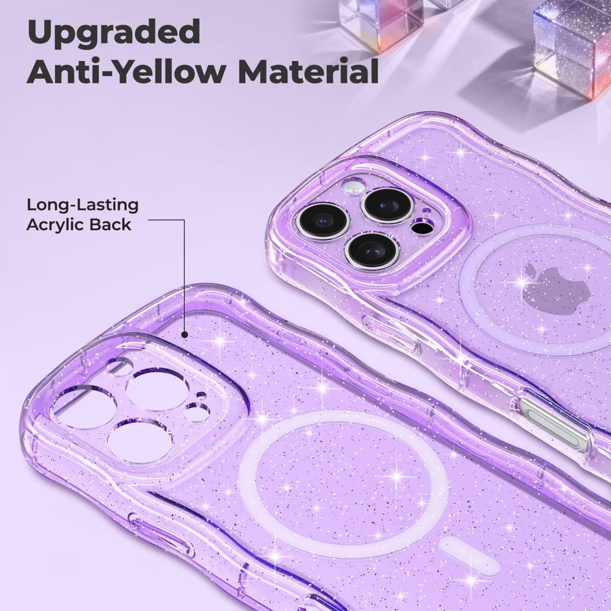 FABSPARK Glitter Case for iPhone 14 Pro,Fit for MagSafe,Purple thumbnail 2