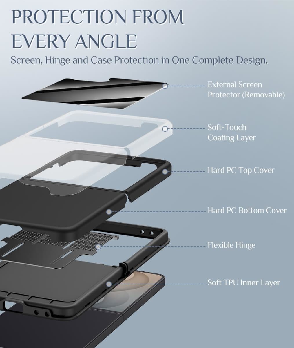 Caka for Samsung Galaxy Z Flip 8 & 7 Case with Hinge & Screen Protector thumbnail 2