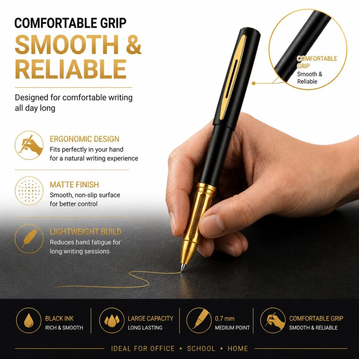 DruckFeder FederDruck Gel Pens 30 Pack Black Fine Point Smooth Writing Pens, Gel Ink Rollerball Pens 0.7mm,Back to School Supplies thumbnail 5