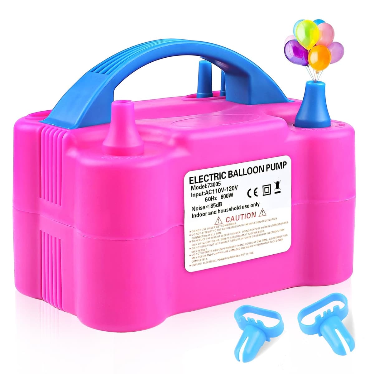 Electric Balloon Pump,Balloon Inflator, Dual Nozzle Electric Air Pump,Balloon Pump Balloons Blower 110V 600W for Party Decoration with Gifts:2 Balloon Tying Tools (Rose red) — image 1