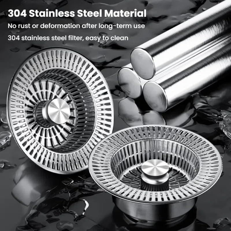Sink Drain Strainer, Kitchen Stainless Steel Sink Stopper with Strainer, Upgraded Universal 3 in1 Pop Up Anti-Clogging Sink Strainer Basket fit US Standard 3-1/2'' Drain (1) thumbnail 5