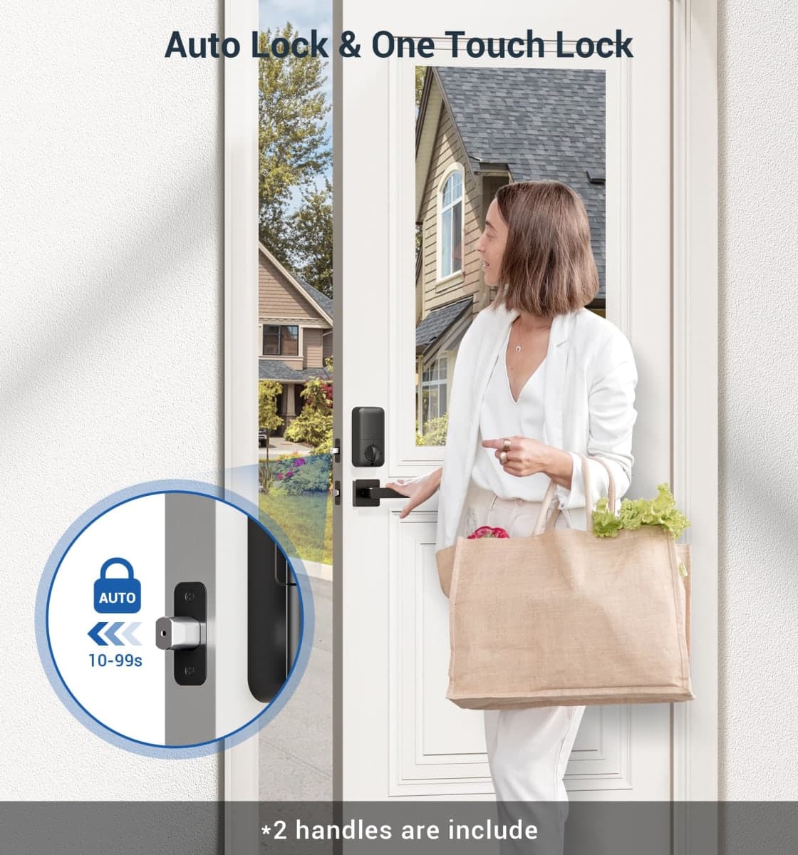 Veise Fingerprint Door Lock Set, Keyless Entry Door Lock, Front Handle Set, Electronic Keypad Deadbolt with Lever Handle, 2 Keys, Auto-Locking, One-time Codes, Easy to Install, Oil Rubbed Bronze thumbnail 4
