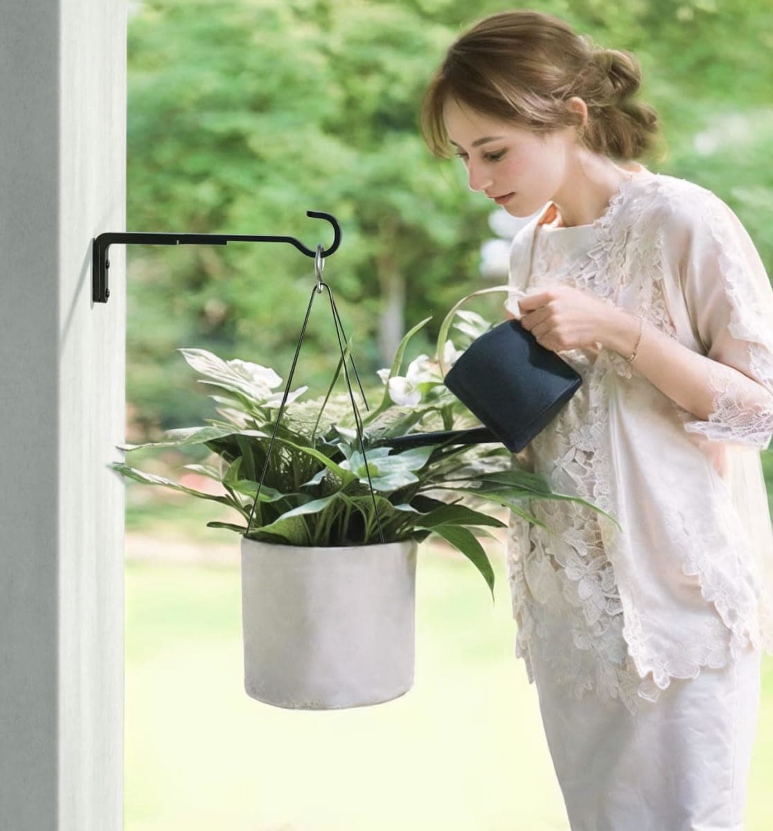 Saffruff 15 Inch 2 Black Pack Heavy Duty Outdoor Plant Hangers, Iron Hanging Plant Brackets for Hanging Plants Outside, Metal Plant Hooks Plant Wall Hooks for Hanging Lantern, Bird Feeder thumbnail 5