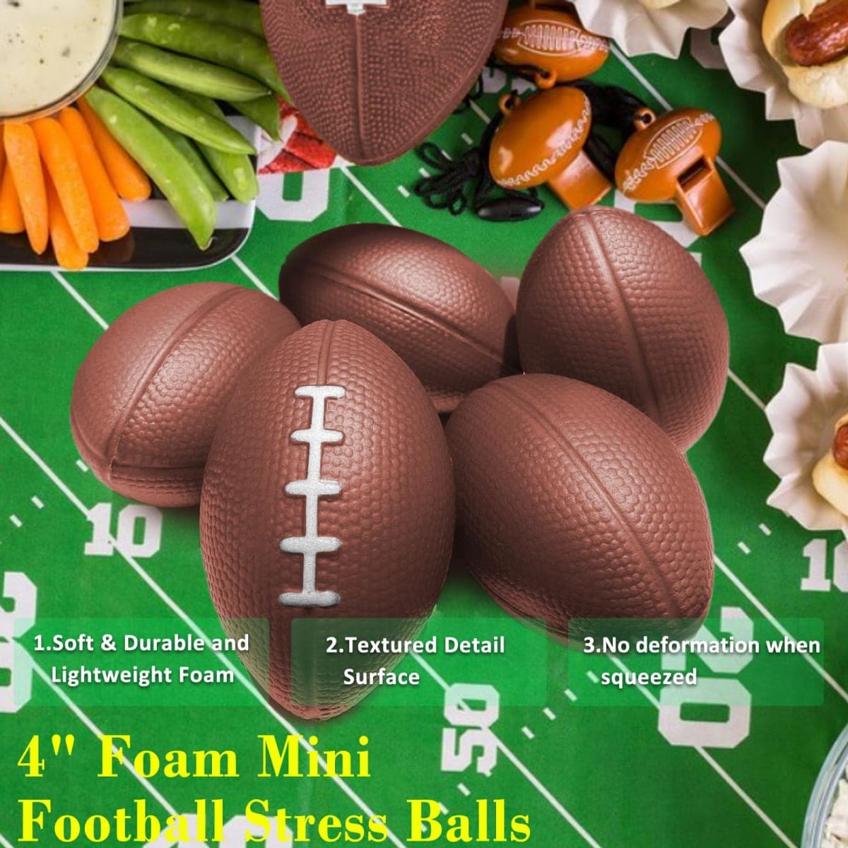 Oleitodh 36 Pcs Mini Football Sports Stress Ball Bulk 4 inch Mini Foam Sports Ball Kids Adults Football Sports Party Favor Ball Small Relaxable Balls for School Carnival Reward Party Bag Gift Fillers thumbnail 3
