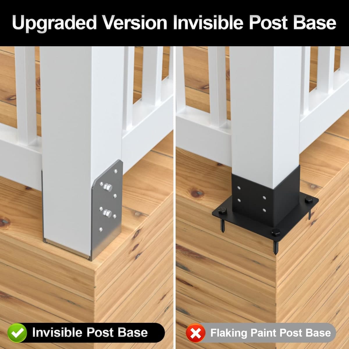 FMhotu 4x4 Post Base, 3Pcs Stainless Steel Adjustable Post Anchor Bracket(Internal 3.5" x 3.5"), Adjustable Post Base for Pavilion Deck Porch Handrail Railing Support Decorative Anchor Plate thumbnail 3