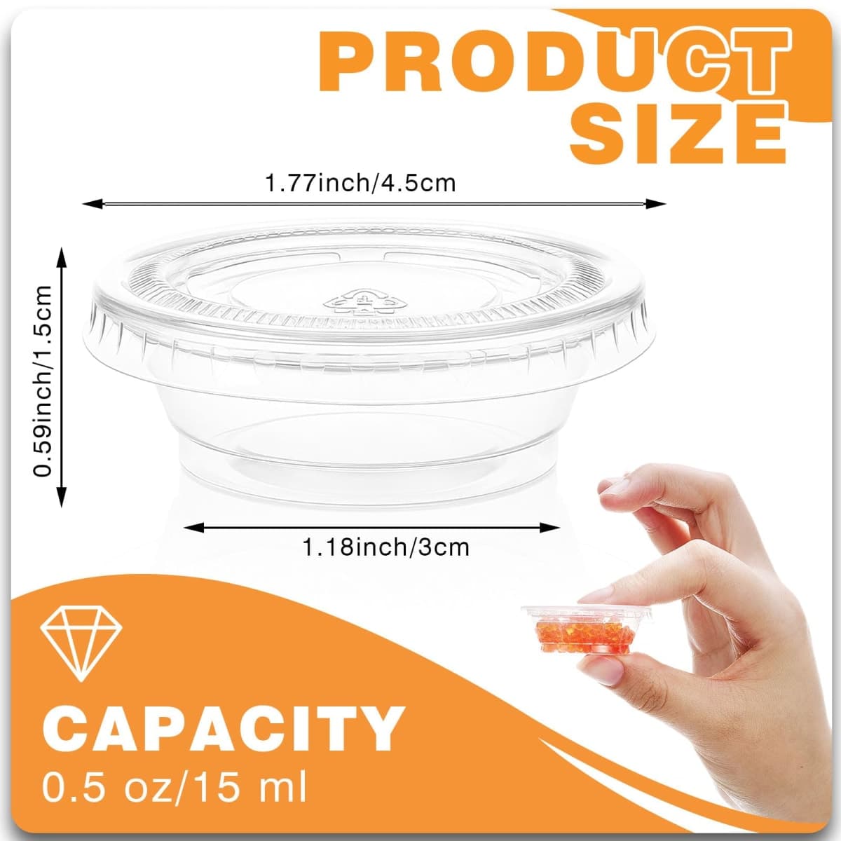 Maxdot 600 Pack 0.5 oz Containers with Lids Plastic Portion Cups Bulk Mini Disposable Souffle Container Cup Sauce Condiment Leak Proof Shot Lunch Small Portion Box Travel Party Dinner Sauce Salad thumbnail 2