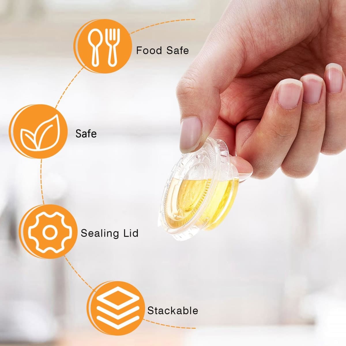 Maxdot 600 Pack 0.5 oz Containers with Lids Plastic Portion Cups Bulk Mini Disposable Souffle Container Cup Sauce Condiment Leak Proof Shot Lunch Small Portion Box Travel Party Dinner Sauce Salad thumbnail 3