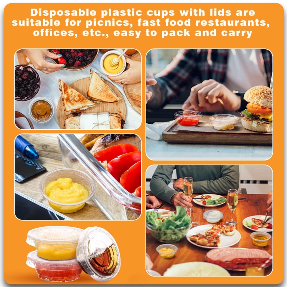 Maxdot 600 Pack 0.5 oz Containers with Lids Plastic Portion Cups Bulk Mini Disposable Souffle Container Cup Sauce Condiment Leak Proof Shot Lunch Small Portion Box Travel Party Dinner Sauce Salad thumbnail 5