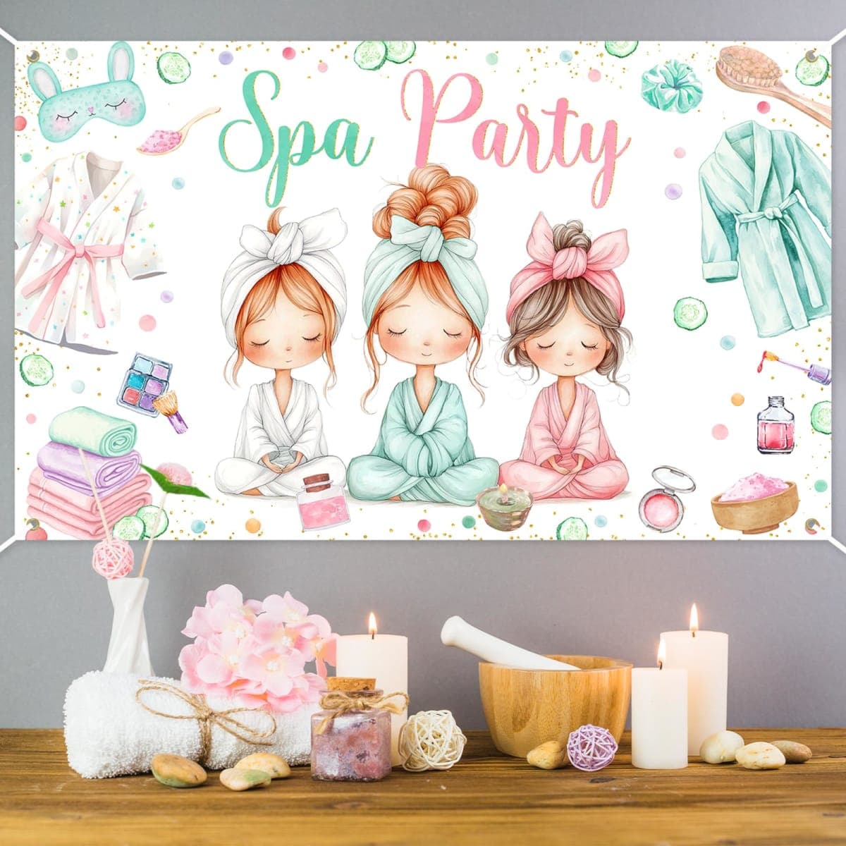Avezano Spa Party Banner Spa Theme Birthday Party Decoration for Girls Women Spa Day Makeup Slumber Pajama Sleepover Birthday Party Decoration Banner (6x3.6ft) thumbnail 2