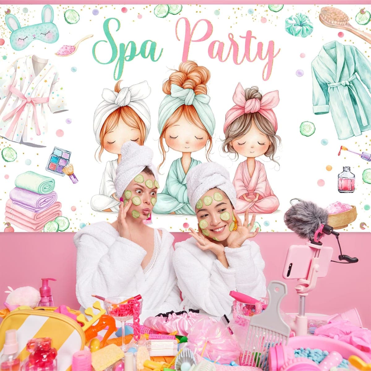 Avezano Spa Party Banner Spa Theme Birthday Party Decoration for Girls Women Spa Day Makeup Slumber Pajama Sleepover Birthday Party Decoration Banner (6x3.6ft) thumbnail 3