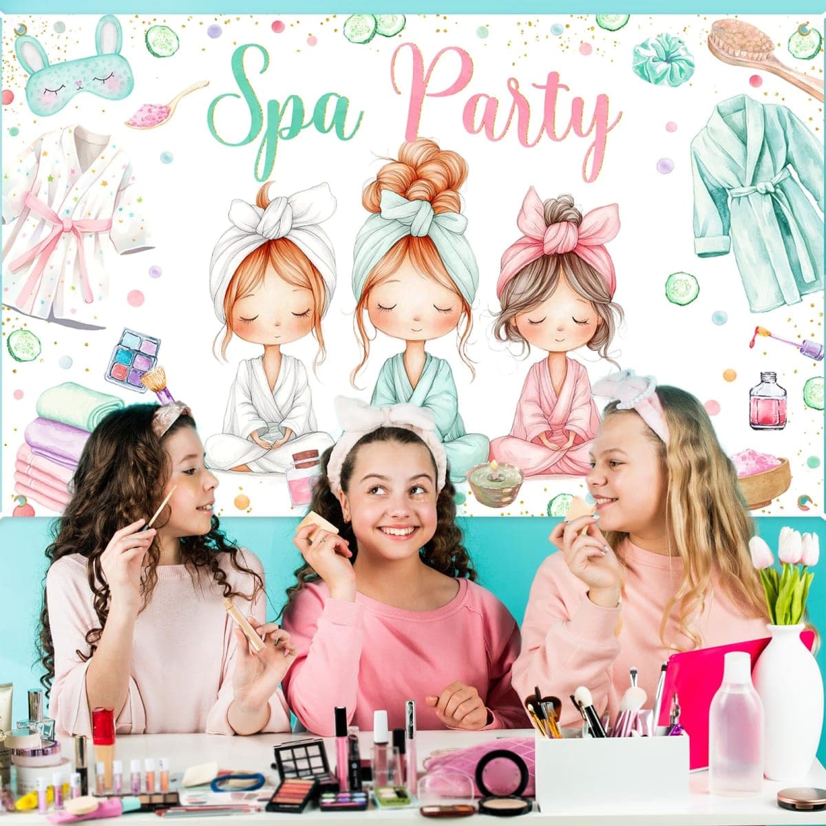 Avezano Spa Party Banner Spa Theme Birthday Party Decoration for Girls Women Spa Day Makeup Slumber Pajama Sleepover Birthday Party Decoration Banner (6x3.6ft) thumbnail 4