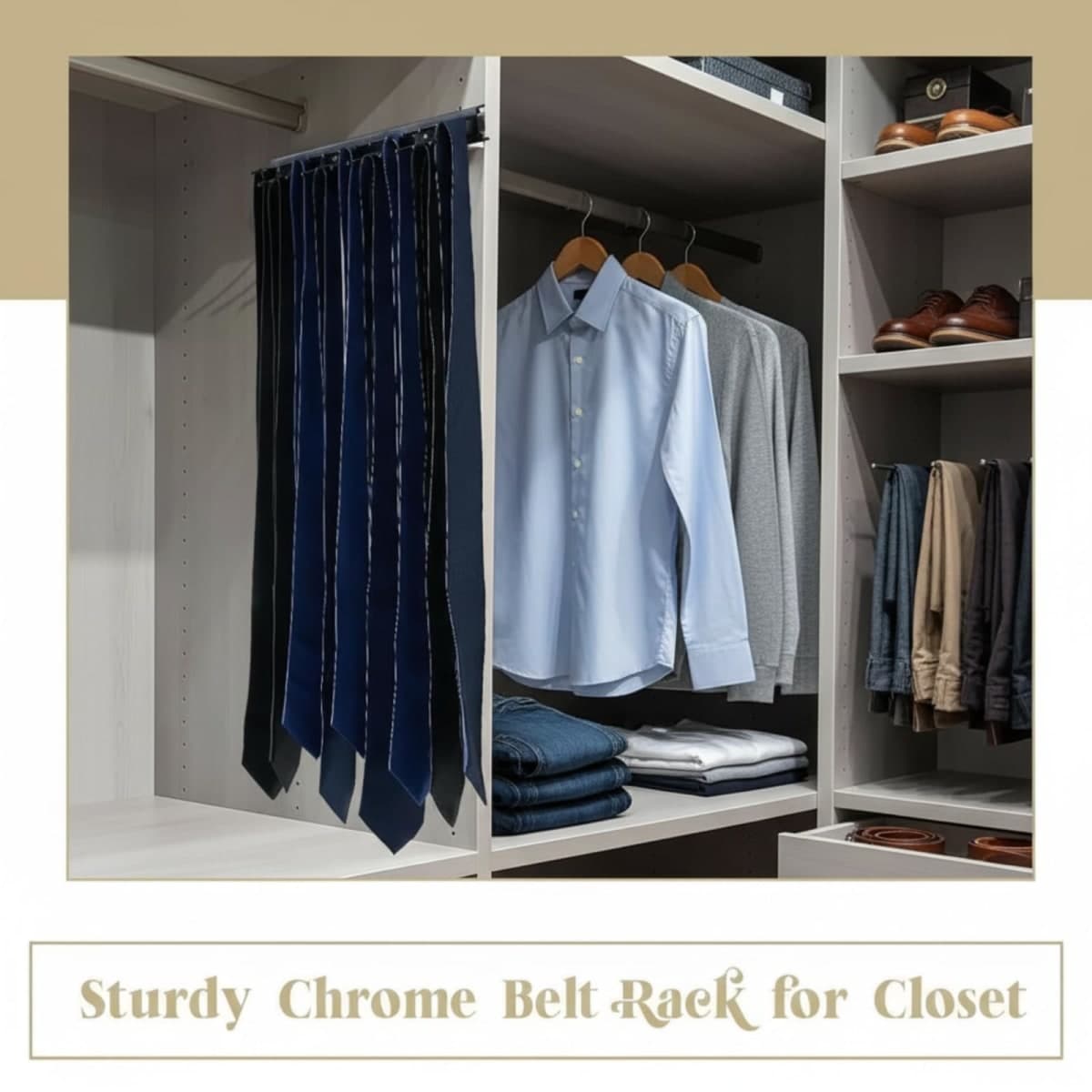 Blulu 2 Pcs Sliding Tie Rack Hanger for Closet, 25 Tie Pull Out Wall Mount Extending Sturdy Metal Belt Organizer Holder for Men Belt Storage, 13.8'' x 1.7'', Black thumbnail 5