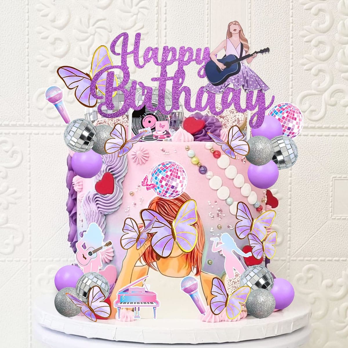 LaVenty Singer Birthday Cake Decoration Party Decorations Birthday Girls Theme Photo Backdrop Era Party Music Fans Lover Party Supplies thumbnail 4