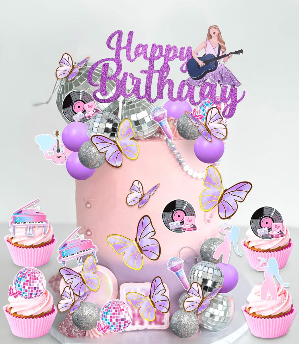 LaVenty Singer Birthday Cake Decoration Party Decorations Birthday Girls Theme Photo Backdrop Era Party Music Fans Lover Party Supplies thumbnail 5