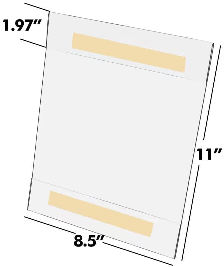 Ludery Acrylic Sign Holder 8.5 x 11 Wall Mount, Clear 8.5 x 11 Acrylic Sign Holder with Double Sided Tape Adhesive for Home, Office, Store, Restaurant (3 Pack) thumbnail 2