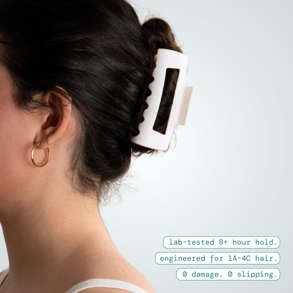 Mello Hair Claw Hair Clip White Medium Made in Korea thumbnail 3