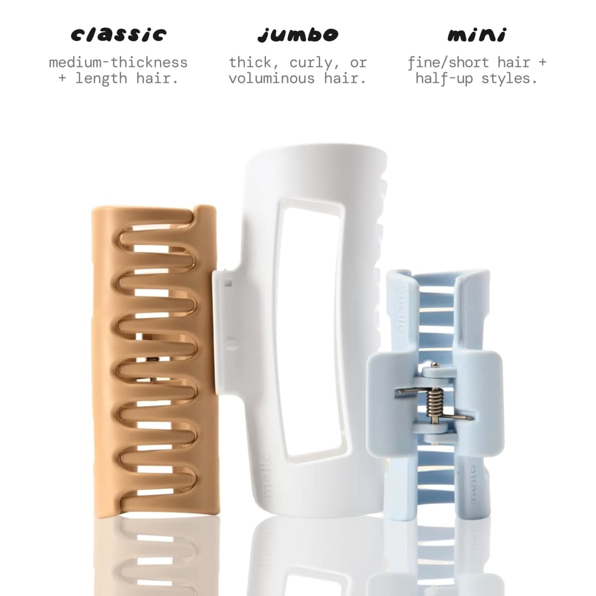 Mello Hair Claw Hair Clip White Medium Made in Korea thumbnail 4