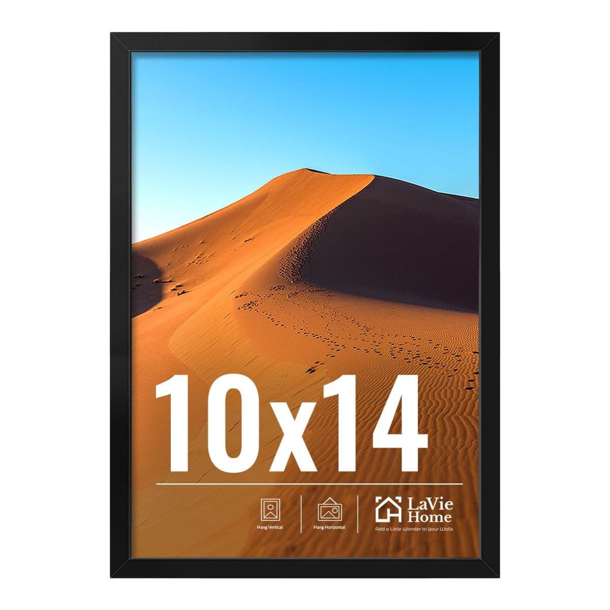 LaVie Home 10x14 Picture Frame for Wall Display, 10x14 Black Picture Frame with HD Plexiglas, 10 x 14 Frame 1 Pack, Display Frame for Vertical or Horizontal, Classic Collection — image 1