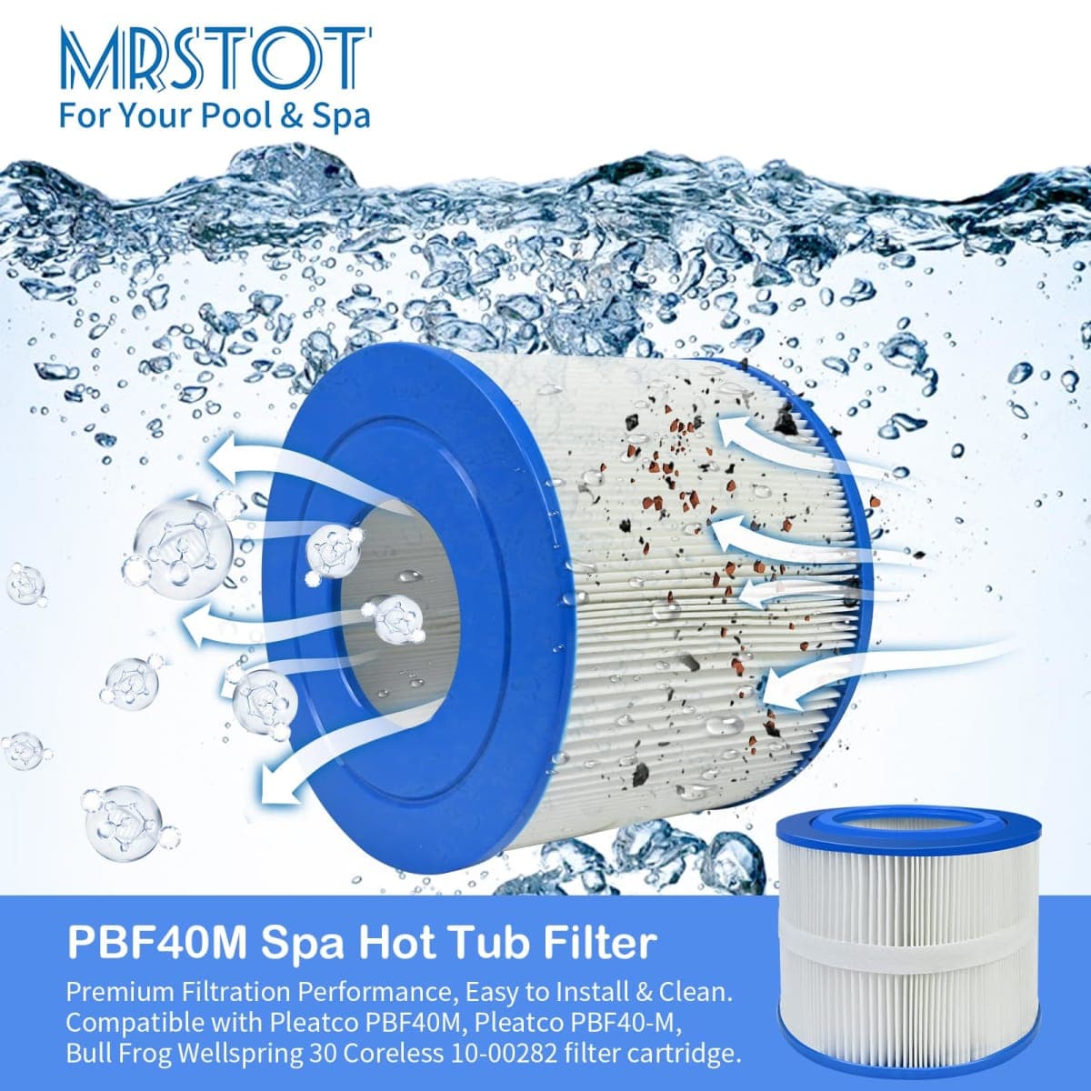 10-00282 Spa Filter Replacement for Pleatco PBF40 and PBF40-M, for Bullfrog Wellspring 30 Coreless, Bull Frog Spas Hot Tub Filter (2 Pack) thumbnail 2