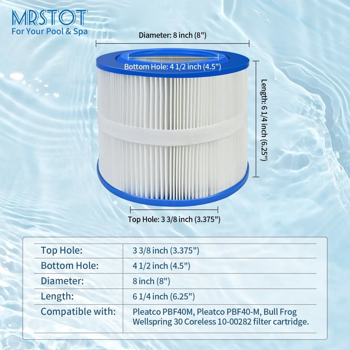 10-00282 Spa Filter Replacement for Pleatco PBF40 and PBF40-M, for Bullfrog Wellspring 30 Coreless, Bull Frog Spas Hot Tub Filter (2 Pack) thumbnail 5
