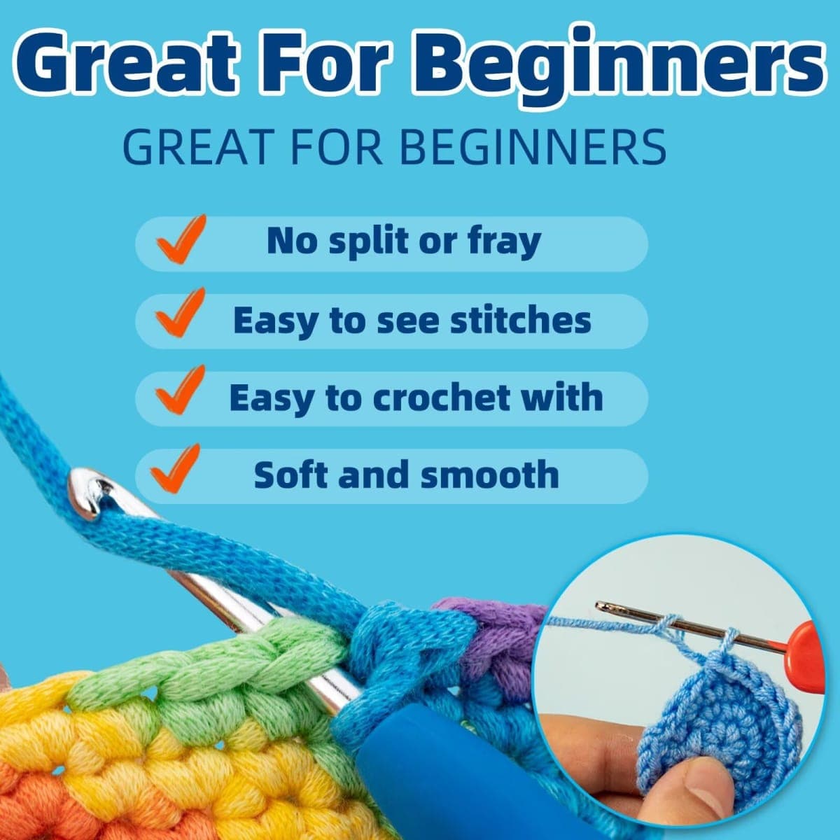 120g Ice Color Yarn for Crocheting and Knitting; Rainbow Yarn for Beginners with Easy-to-See Stitches;Worsted-Weight Medium #4;Yarn for Beginners Crochet Kit Making thumbnail 3