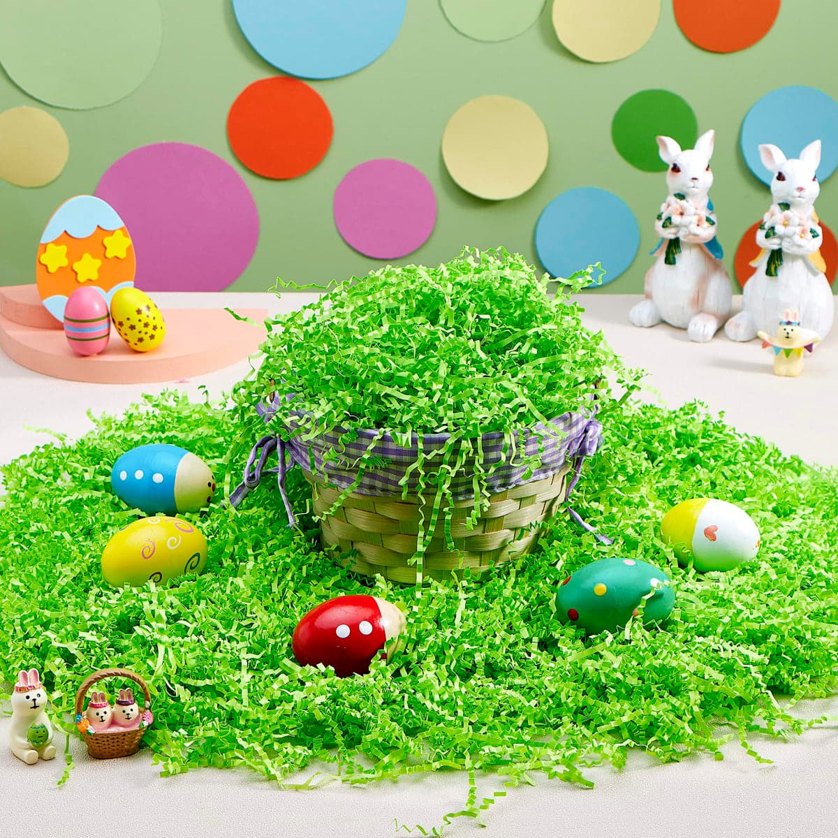 JOYIN 0.75 LB Easter Grass Gift Wrap Crinkle Filler Paper Shred (Light Green) for Basket Boxes Bags Filling, Gift Wrapping, Birthday Party Decoration, Easter Egg Hunt, Bridesmaid Party Favors(12 oz) thumbnail 5