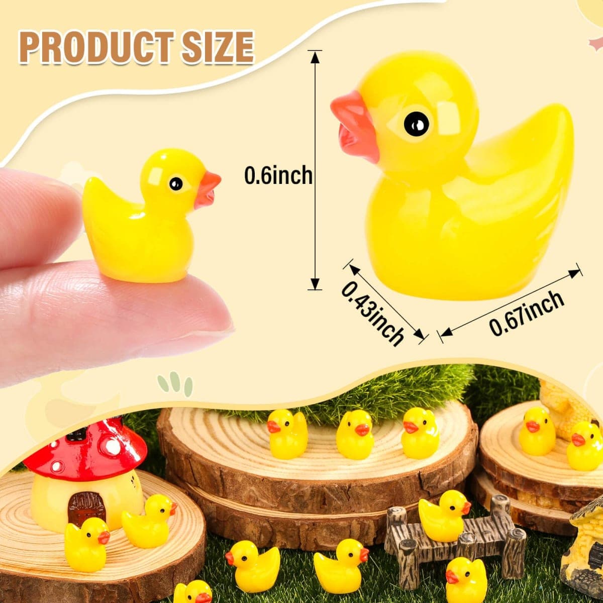 selizo 250PCS Mini Resin Ducks, Tiny Plastic Ducks Little Ducks to Hide, Small Resin Duck Charms Baby Ducks Bulk for Miniature Dollhouse Accessories Micro Garden Landscape thumbnail 3