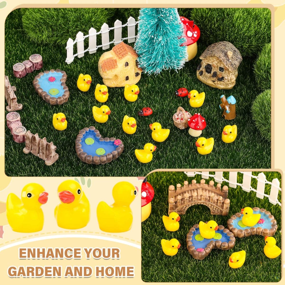 selizo 250PCS Mini Resin Ducks, Tiny Plastic Ducks Little Ducks to Hide, Small Resin Duck Charms Baby Ducks Bulk for Miniature Dollhouse Accessories Micro Garden Landscape thumbnail 4