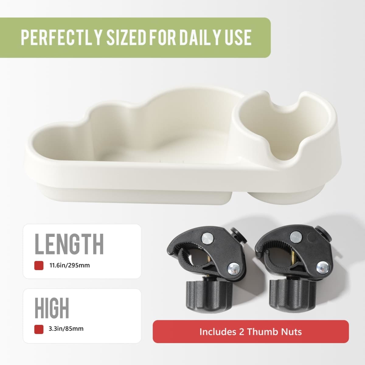 Li & Zhao Universal Stroller Snack Tray Attachment - Universal Snack Tray for Cloud Cup Holder Tray Stroller Tray Attachment Plastic Accessories for Baby,Toddler(Beige) thumbnail 4