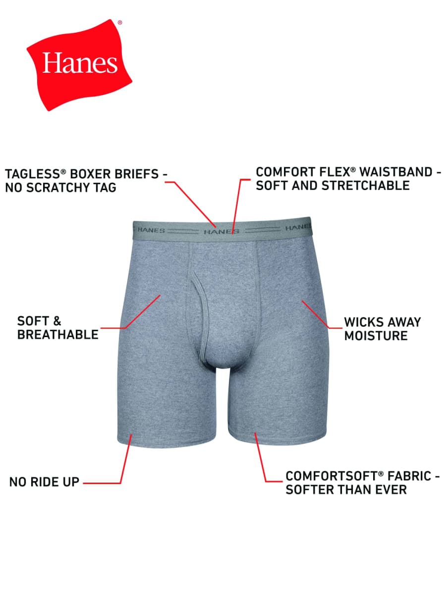 Hanes Men's Boxer Briefs, Soft and Breathable Cotton Underwear with ComfortFlex Waistband, Multipack, Striped Assorted - 6 Pack, 3X-Large thumbnail 4