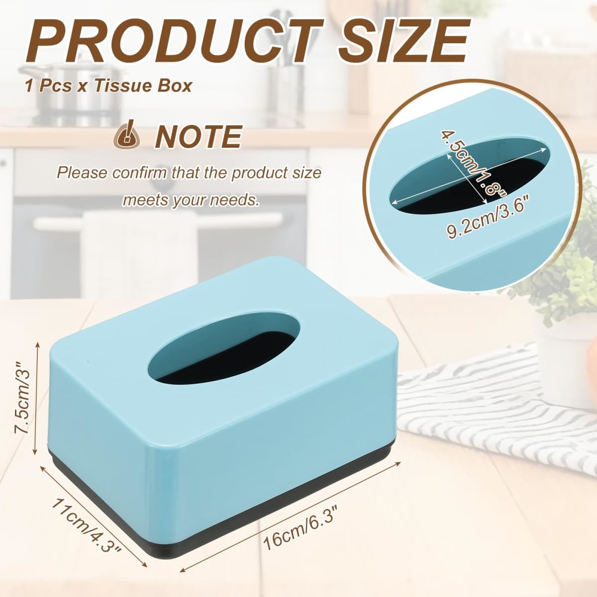 uxcell Tissue Box Cover, Plastic Rectangle Modern Facial Tissue Box Holder Desktop Napkin Organizer Container for Living Room Bedroom Office Hotel Desk Car, Light Blue thumbnail 2