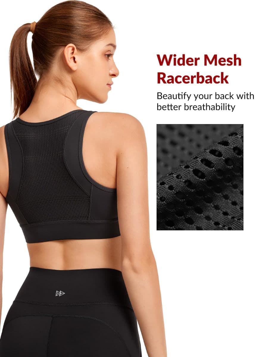 Yvette Front Closure Sports Bras for Women High Support Large Bust Supportive Sports Bra High Impact for Running,Black,3XL+ thumbnail 2