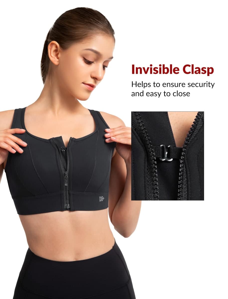 Yvette Front Closure Sports Bras for Women High Support Large Bust Supportive Sports Bra High Impact for Running,Black,3XL+ thumbnail 5