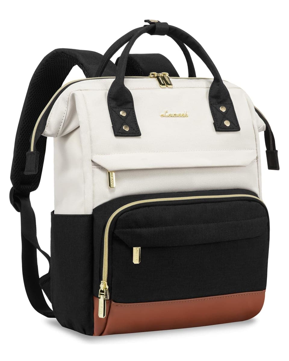 LOVEVOOK Small Backpack for Women, Beige-black-brown, 13inch, Lightweight — image 1