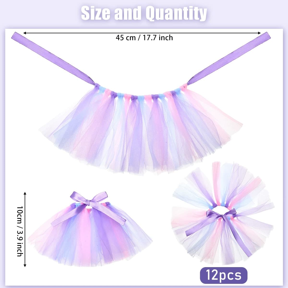 Tatuo 12 Pieces Mini Tutu Table Skirt Wine Bottle Cover Tutu Skirt Tulle Vase Skirt Decor Garland Centerpieces for Wedding Baby Shower Cake Dessert Birthday Party(Unicorn Color) thumbnail 2