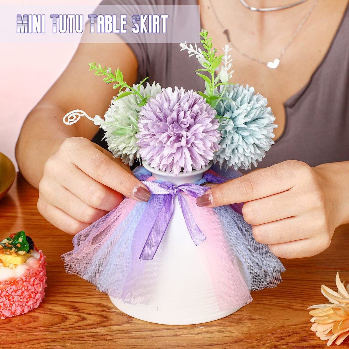Tatuo 12 Pieces Mini Tutu Table Skirt Wine Bottle Cover Tutu Skirt Tulle Vase Skirt Decor Garland Centerpieces for Wedding Baby Shower Cake Dessert Birthday Party(Unicorn Color) thumbnail 5