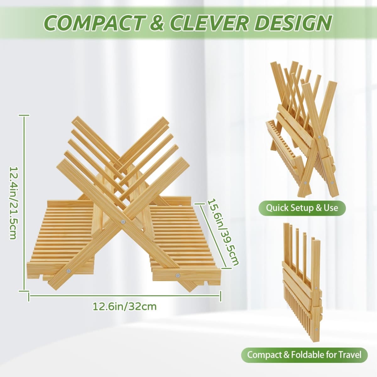 Msoesticc.dl Baby Bottle Drying Rack Foldable Vertical Bamboo Milk Bottle and Accessories Organizer - Ideal for Travel, Perfect for Busy Parents, Maximizes Space, Quick Drying, Easy Cleanup & Storage thumbnail 2