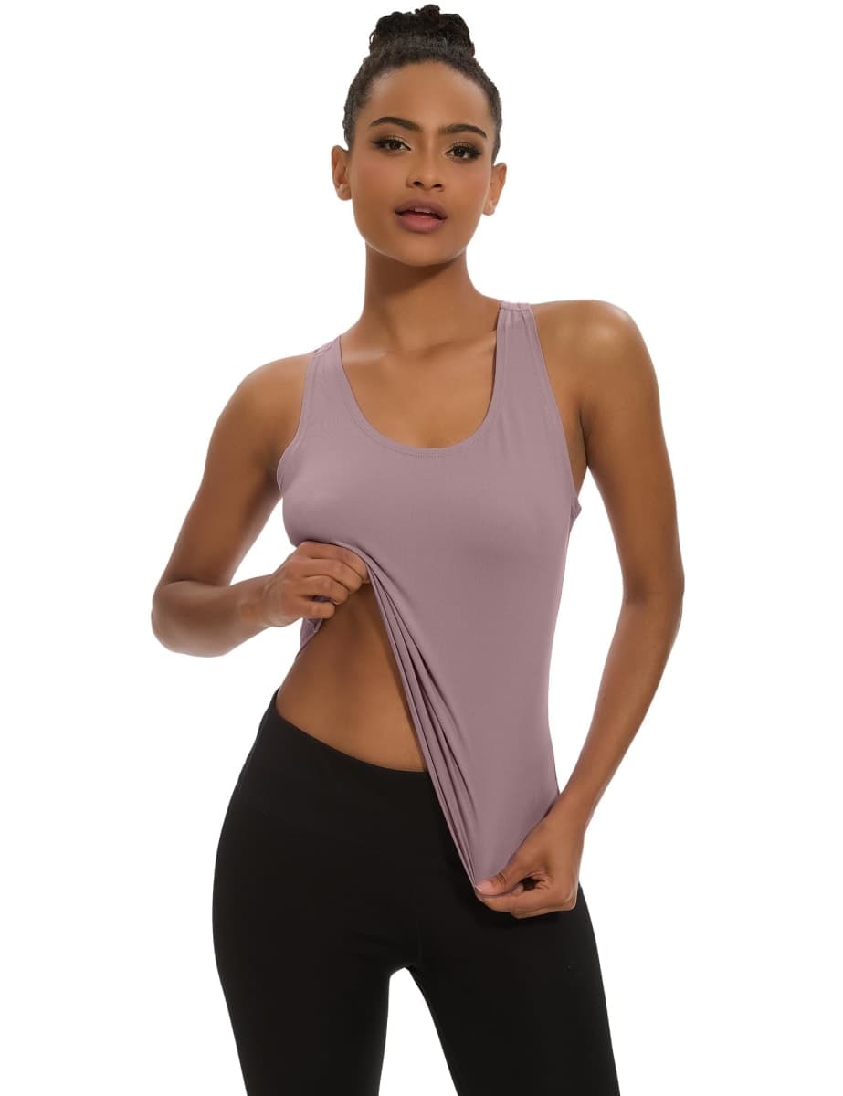 Dalavch 5/6 Pack Women's Workout Racerback Tank Tops Spandex Yoga Athletic Running Gym Sports Crop Tops for Women, 1 Black 1 White 1 Heather Grey 1 Pink 1 Blue, Medium thumbnail 2