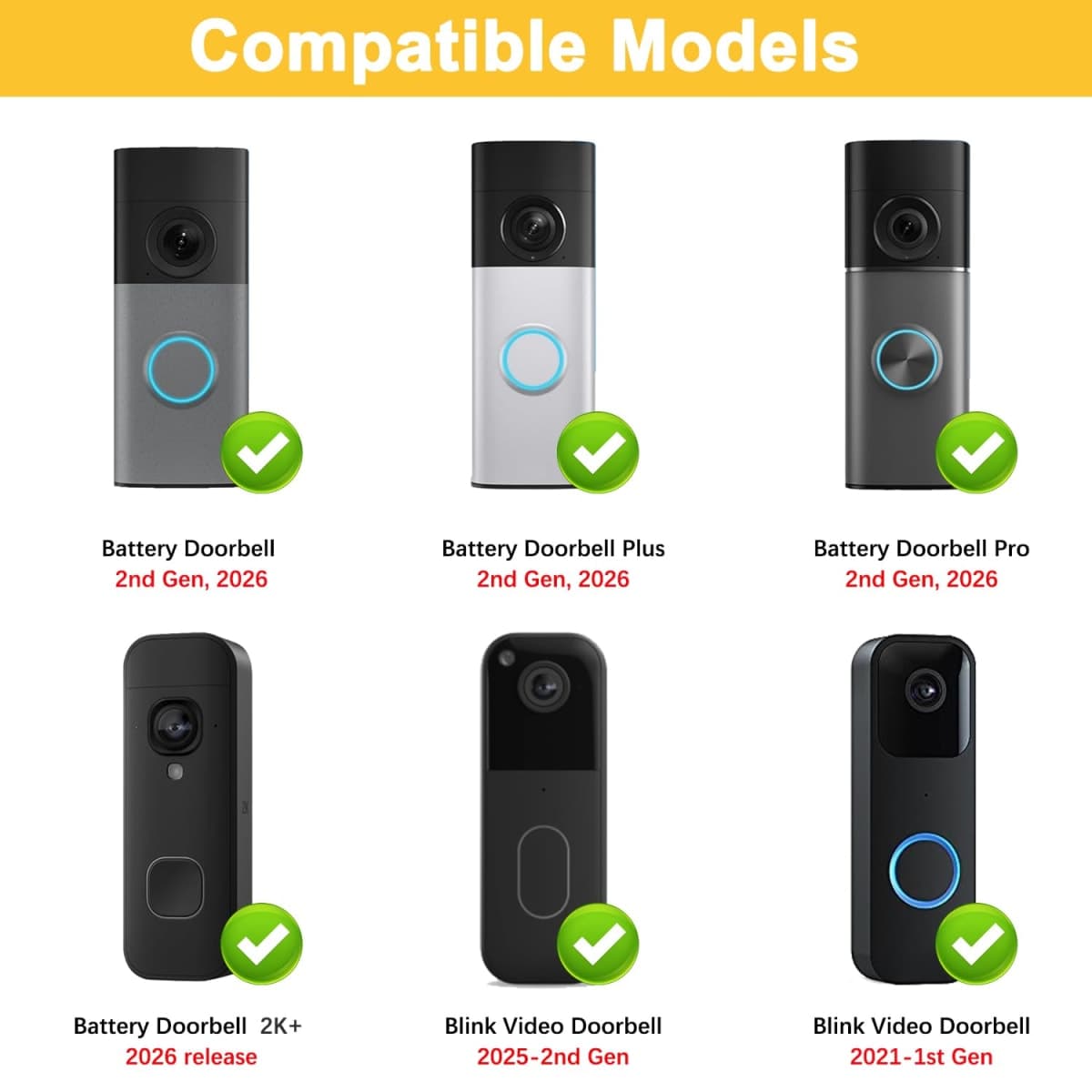 Anti-Theft Video Doorbell Camera Mount Compatible with Ring/Blink Doorbell thumbnail 2