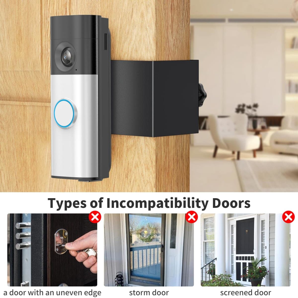 Anti-Theft Video Doorbell Camera Mount Compatible with Ring/Blink Doorbell thumbnail 4