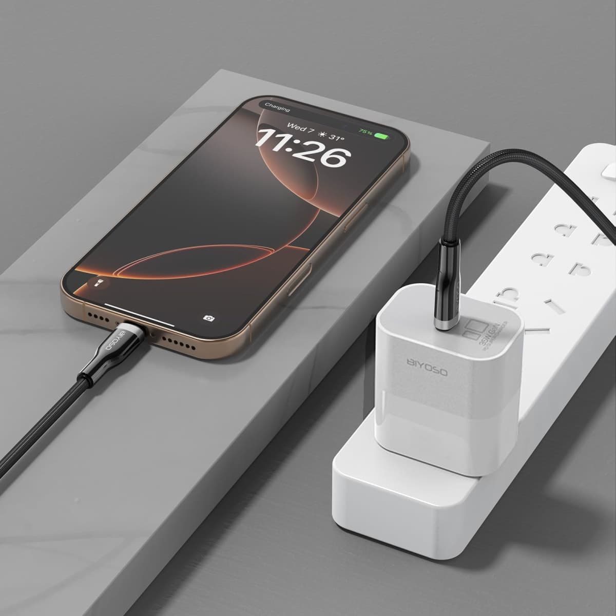 Biyoso USB C to Lighting Fast Charging Cable [Apple MFi Certified], 35W Type C Cable for iPhone 14 13 Pro Max iPad MacBook Laptops Charger Cord,1.2M Charger Zinc Alloy Braided Cables, Data Sync thumbnail 4